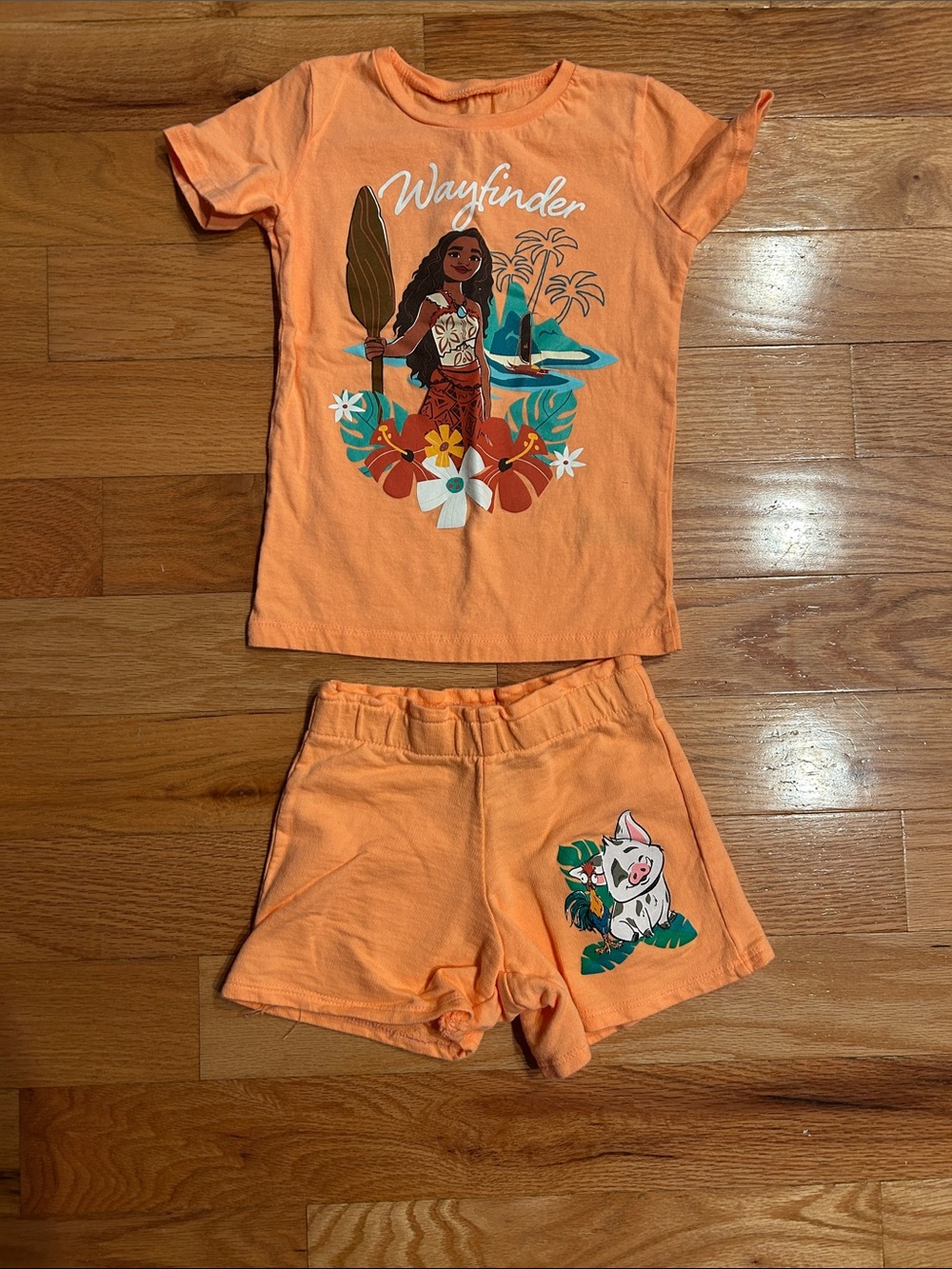 Disney Orange Moana Wayfinder Tee & Shorts Set